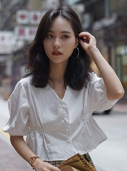 2021夏季新款短款v领小心机衬衫女港味收腰白色小上衣